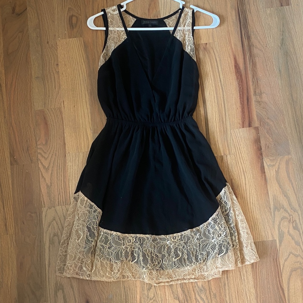 Jealous Tomato Black Dress with Beige Lace Trim